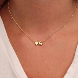 “Jessica” Initial C Necklace with dainty heart